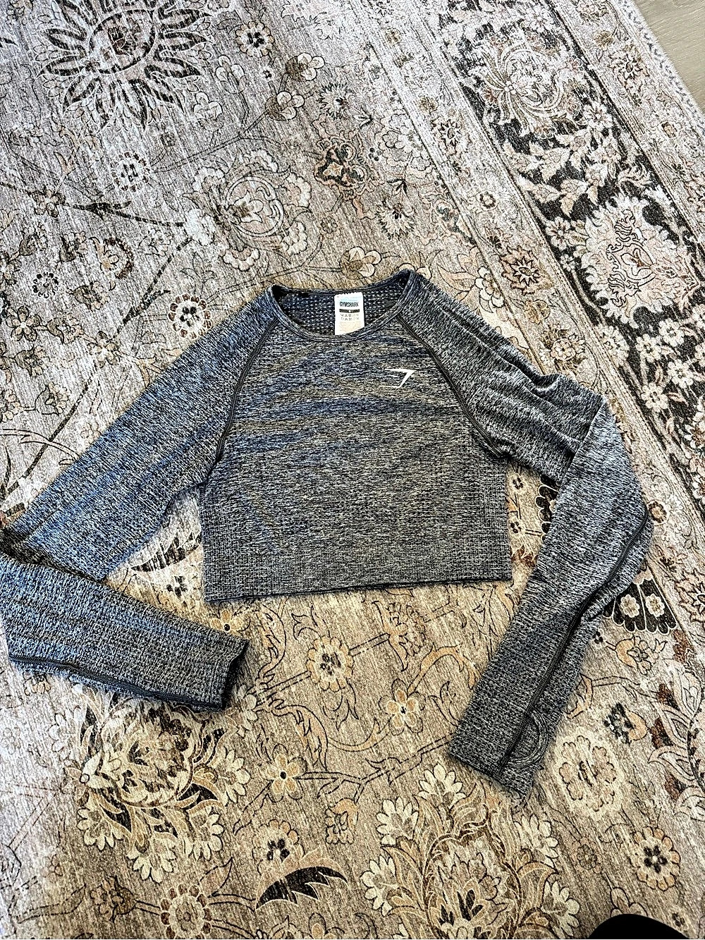GYMSHARK Vital Seamless Long Sleeve Crop Top Gray, Small